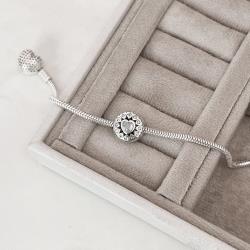 Berloque separador zircônia coração cristal com cravejado 12mm envelhecido