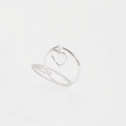 Anel pingente coração vazado