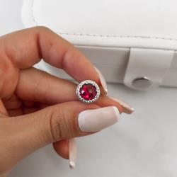 Berloque separador zircônia cereja com cravejado detalhe corações vazados 12mm envelhecido