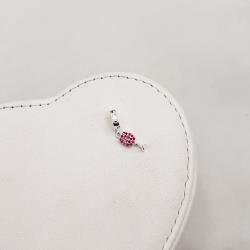 Berloque pingente taça cravejada pink 10mm elo detalhe coração