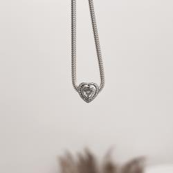 Berloque separador zircônia coração cristal com cravejado 11mm