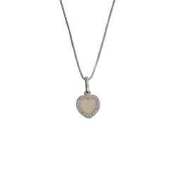 Colar pingente coração madrepérola com cravejado 8mm 40cm