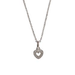 Colar pingente coração vazado com zircônias 7mm cristal corrente cadeadinho 40cm
