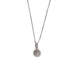 Colar pingente flor toda cravejada 9mm 45cm