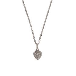 Colar pingente zircônia coração com cravejado 6mm corrente cadeadinho 40cm