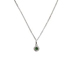 Colar pingente zircônia esmeralda com cravejado 6mm corrente cadeadinho 40cm