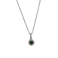 Colar pingente zircônia esmeralda com cravejado 6mm caixa alta corrente cadeadinho 40cm