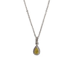 Colar pingente zircônia gota amarela com cravejado 8mm corrente cadeadinho 40cm