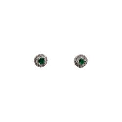 Brinco zircônia esmeralda com cravejado 6mm