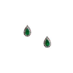 Brinco zircônia gota esmeralda com cravejado 8mm