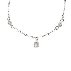 Pulseira entremeios e pingente zircônias 4 e 7mm 19cm