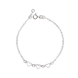 Pulseira entremeio corações vazados 6mm 19cm