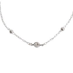 Pulseira entremeios bolas 4mm e zircônia 7mm corrente cartier 19cm