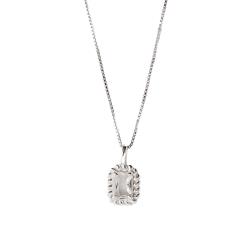 Colar pingente zircônia retangular cristal detalhe torcido 10mm 45cm