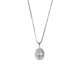 Colar pingente zircônia oval cristal detalhe torcido 10mm 45cm