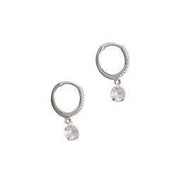 Argola click cravejada 14mm pingente zircônia 6mm