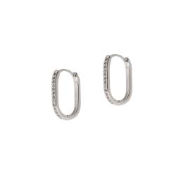 Argola click retangular com cravejado 15mm
