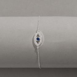 Pulseira entremeio olho grego cravejado detalhe zircônia azul 16mm