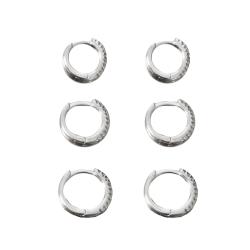 Trio argolas click 10, 11, e 12mm cravejadas