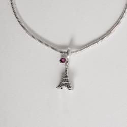 Berloque pingentes torre Eiffel com cravejado e zircônia vinho