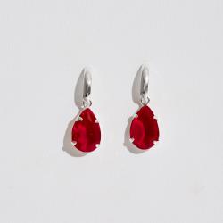 Brinco base com zircônia gota cereja 12mm