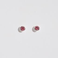 Brinco zircônia redonda embutida rosa 6mm