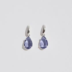 Brinco base com zircônia gota roxo 12mm