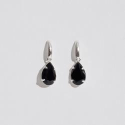 Brinco base com zircônia gota ônix 12mm