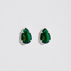 Brinco zircônia gota esmeralda 12mm
