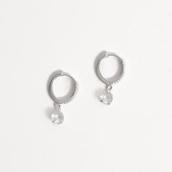 Argola click cravejada 14mm pingente zircônia 6mm