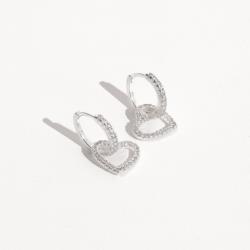 Argola click 12mm pingente coração de lado vazado cravejado