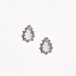 Brinco gota vazada com zircônias 15mm