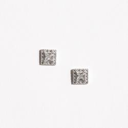Brinco zircônia quadrada cristal com cravejado 8mm