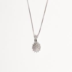 Colar pingente flor toda cravejada 9mm 45cm
