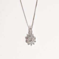 Colar pingente flor com cravejado 10mm 45cm