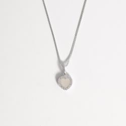 Colar pingente coração madrepérola com cravejado 8mm 40cm