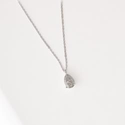 Colar pingente moissanite gota cristal 9x6mm corrente cadeado 40+5cm