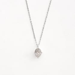 Colar pingente moissanite oval cristal 8x6mm corrente cadeado 40+5cm