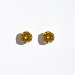 Brinco zircônia europeia redonda amarela 8mm
