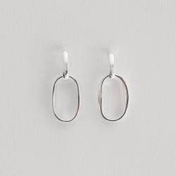 Brinco meia argola pingente elo oval 19mm tarraxa