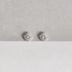Brinco moissanite cristal 5mm com quadrado cravejado ródio