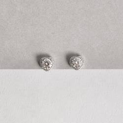 Brinco moissanite cristal 5mm com coração cravejado ródio