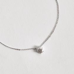 Colar pingente moissanite cristal 6.5mm corrente cadeadinho 45cm ródio