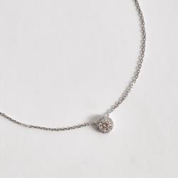 Colar entremeio moissanite cristal 5mm com cravejado corrente cadeadinho 45cm ródio