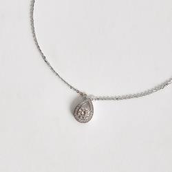 Colar entremeio moissanite 5mm com gota vazada cravejada corrente cadeadinho 45cm ródio
