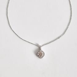 Colar pingente moissanite cristal 6.5mm com cravejado corrente cadeadinho 45cm ródio