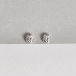 Brinco moissanite cristal 5mm com cravejado ródio