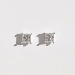 Brinco moissanite losango cristal 6x6mm