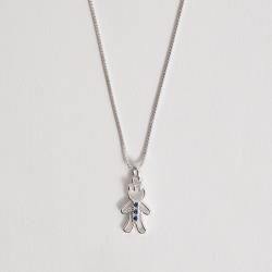 Colar pingente menino detalhe 3 zircônias azul 12mm 45cm