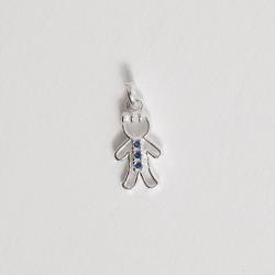 Pingente menino detalhe 3 zircônias azul 12mm